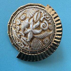 Gold and White Decorative Brooch with marine life theme